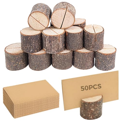 50 Stück Tischkartenhalter aus Holz mit 50 Kraftpapier-Tischkarten, rustikale Tischnummernhalter, für Lebensmitteletiketten, Erntefall, Erntedankfest, Hochzeit, Geburtstag, Party, Visitenkarten 50 Stück Tischkartenhalter aus Holz mit 50 Kraftpapier-Tischkarten, rustikale Tischnummernhalter, für Lebensmitteletiketten, Erntefall, Erntedankfest, Hochzeit, Geburtstag, Party, Visitenkarten von Homaisson