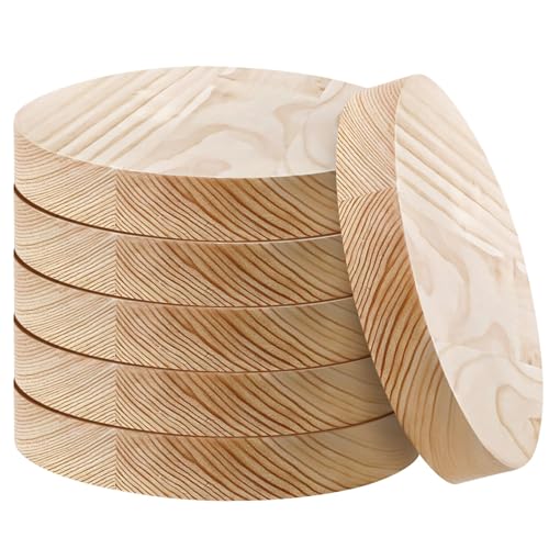 Runde Holztafeln, 6 Stück, 15 cm, Kiefernholzkreise für Bastelarbeiten, unlackierte runde Holzscheiben, natürliche Kiefer-Bastelrohlinge, glatte Holzscheiben für Wanddekoration, Türschilder Runde Holztafeln, 6 Stück, 15 cm, Kiefernholzkreise für Bastelarbeiten, unlackierte runde Holzscheiben, natürliche Kiefer-Bastelrohlinge, glatte Holzscheiben für Wanddekoration, Türschilder von Homaisson