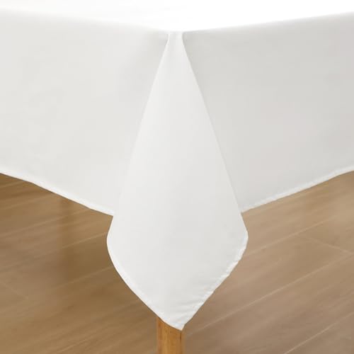 Homaxy Leinenoptik Tischdecke Abwaschbar Lotuseffekt Eckig 100 x 140 cm Tischtuch Leinendecke Wasserabweisend Tafeldecke Tischwäsche Fleckschutz, Weiß von Homaxy