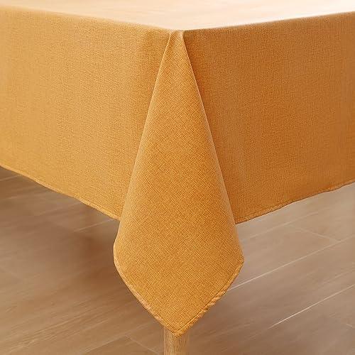 Homaxy Leinenoptik Tischdecke Abwaschbar Lotuseffekt Eckig 130 x 160 cm Tischtuch Leinendecke Wasserabweisend Tafeldecke Tischwäsche Fleckschutz, Gelb von Homaxy