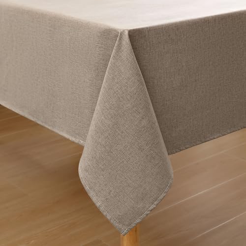 Homaxy Leinenoptik Tischdecke Abwaschbar Lotuseffekt Eckig 140 x 180 cm Tischtuch Leinendecke Wasserabweisend Tafeldecke Tischwäsche Fleckschutz, Leinen von Homaxy