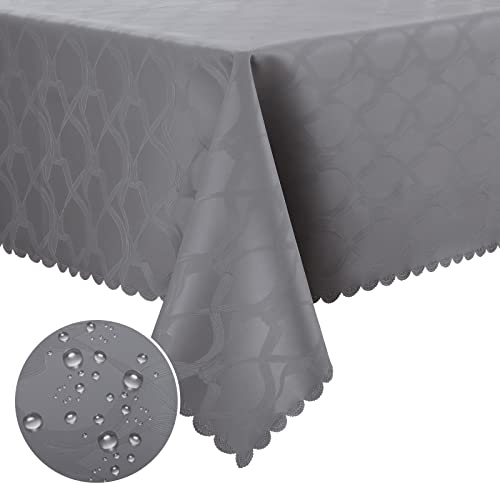 Homaxy PU Tischdecke Abwaschbar Lotuseffekt Hochwertig (350g/m²) Eckig 140 x 200 cm Tischtuch Ornamente Tafeldecke Wasserabweisend Tischwäsche Fleckschutz pflegeleicht, Grau von Homaxy