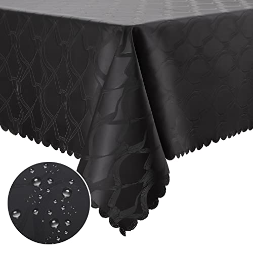 Homaxy PU Tischdecke Abwaschbar Lotuseffekt Hochwertig (350g/m²) Eckig 140 x 200 cm Tischtuch Ornamente Tafeldecke Wasserabweisend Tischwäsche Fleckschutz pflegeleicht, Schwarz von Homaxy