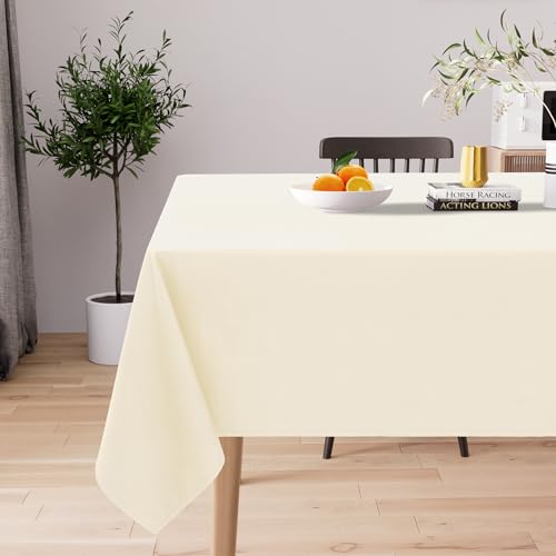 Homaxy Tischdecke Abwaschbar Lotuseffekt Rechteckig 130 x 160 cm Tischtuch Wasserabweisend Tafeldecke Abwischbare aus Polyester Schmutzabweisend Pflegeleicht für Küche Party, Beige von Homaxy