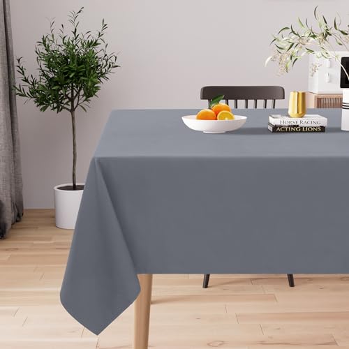 Homaxy Tischdecke Abwaschbar Lotuseffekt Rechteckig 130 x 160 cm Tischtuch Wasserabweisend Tafeldecke Abwischbare aus Polyester Schmutzabweisend Pflegeleicht für Küche Party, Grau von Homaxy