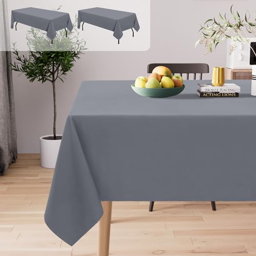 Homaxy Tischdecke Abwaschbar Lotuseffekt Rechteckig 140 x 220 cm, 2 Stück, Tischtuch Wasserabweisend Tafeldecke Abwischbare aus Polyester Schmutzabweisend Pflegeleicht für Küche Party, Grau von Homaxy