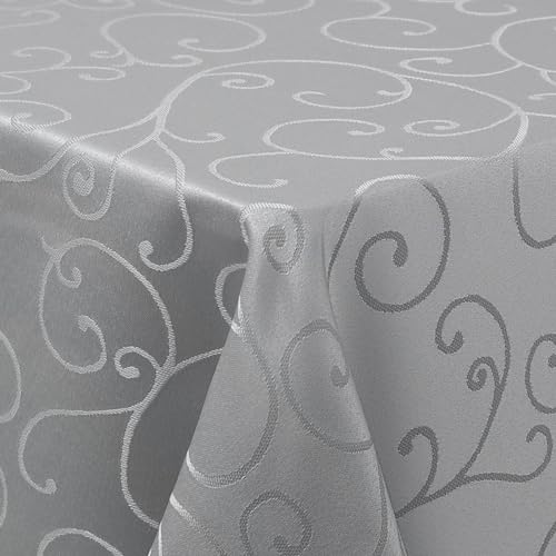 Homaxy Tischdecke Abwaschbar Rechteckig 100x140cm Polyester Tischtuch Tafeldecke Jacquard Tischwäsche Ornamente Schmutzabweisend Pflegeleicht, Grau von Homaxy