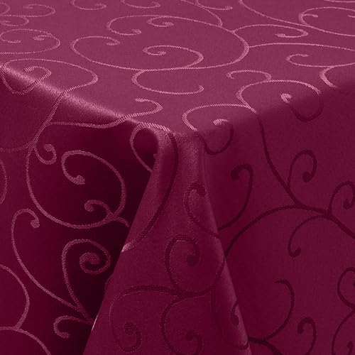 Homaxy Tischdecke Abwaschbar Rechteckig 130x130cm Polyester Tischtuch Tafeldecke Jacquard Tischwäsche Ornamente Schmutzabweisend Pflegeleicht, Weinrot von Homaxy