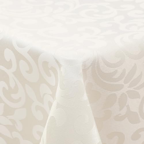 Homaxy Tischdecke Abwaschbar Rechteckig 130x130cm Tischtuch Polyester Tafeldecke Jacquard Tischwäsche Ornamente Pflegeleich Schmutzabweisendt, Beige von Homaxy