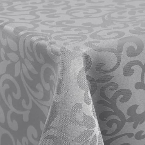 Homaxy Tischdecke Abwaschbar Rechteckig 130x130cm Tischtuch Polyester Tafeldecke Jacquard Tischwäsche Ornamente Pflegeleich Schmutzabweisendt, Grau von Homaxy