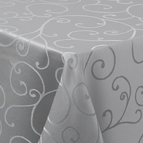 Homaxy Tischdecke Abwaschbar Rechteckig 130x200cm 2pc Polyester Tischtuch Tafeldecke Jacquard Tischwäsche Ornamente Schmutzabweisend Pflegeleicht, Grau von Homaxy