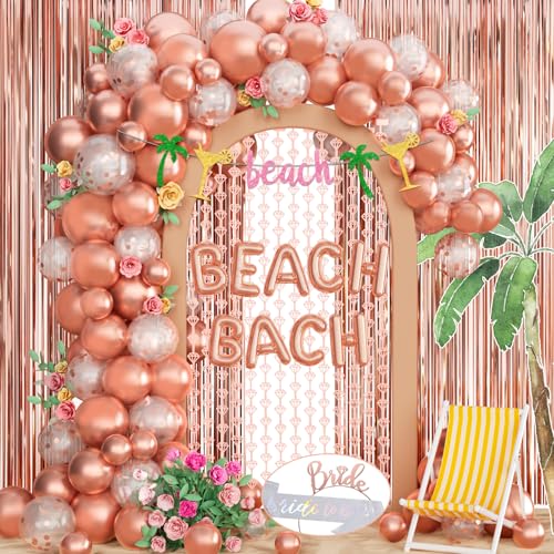 Hombae Strand Bachelorette Party Dekorationen, Hawaii Aloha Diamant Brautdusche Dekorationen, Rose Gold Fransen Vorhang Ballon Banner Schärpe Stirnband für Sommer Strand Bachelorette Party von Hombae