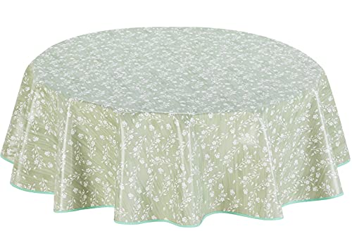 Home Direct Round Oilcloth PVC Wipe Clean Tablecloth 155cm 61" Sage Green von Home Direct