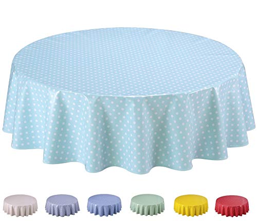 Wachstuch Tischdecke Abwaschbar 160cm Kleine Tupfen (Rund 160cm, Entenei) von Home Direct