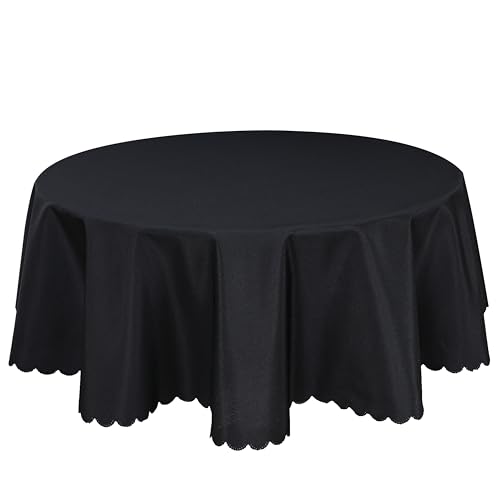 Qualitäts Tischdecke Tischtuch Textil Rund 140 cm, Tischwäsche, Schwarz von Home Direct