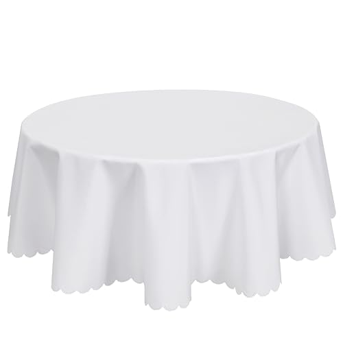 Qualitäts Tischdecke Tischtuch Textil Rund 140 cm, Tischwäsche, Weiß von Home Direct