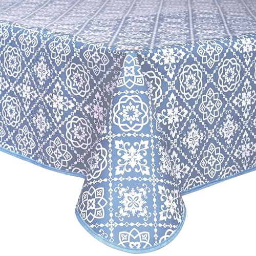 Wachstuch Tischdecke Wachstuchtischdecke Abwaschbar Abwischbare Rechteckig Eckig 140 x 200 cm Blau grau von Home Direct