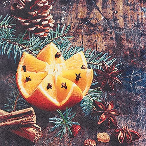 20 Servietten Besondere Weihnachtsgew?rze | Zimt | Orange | Winter | Weihnachten | Tischdeko | Decoupage | Serviettentechnik 33x33cm von Home Fashion