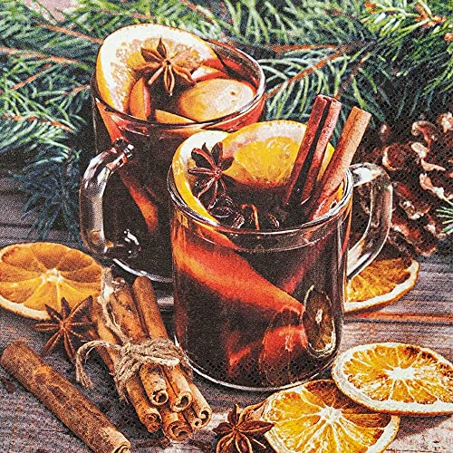 20 Servietten Gl?hwein frisch zubereitet | Getr?nk | Zimt | Orangen | Winter | Weihnachten | Tischdeko | Decoupage | Serviettentechnik 33x33cm von Home Fashion