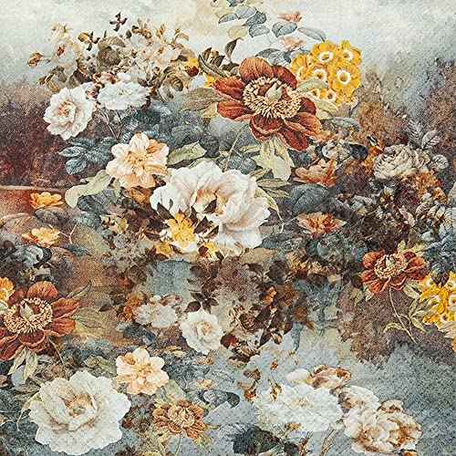 20 kleine Cocktail-Servietten Blumen als Gem?lde | Vintage | Herbst | Tischdeko | Decoupage | Serviettentechnik 25x25cm von Home Fashion