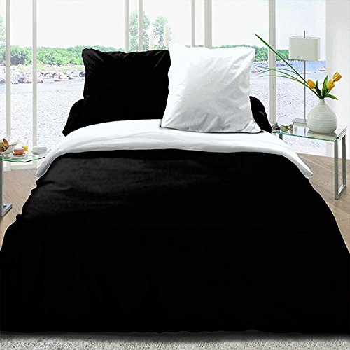 Home Linge Passion Bettwäsche-Set, 3-teilig, 220 x 240 cm, 100% Baumwolle, 57 Fäden/cm², Grau/Schwarz/Weiß von Home Linge Passion