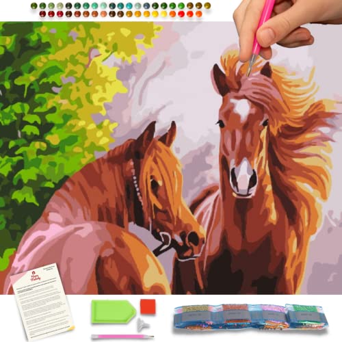 Home Melody Diamond Painting Erwachsene und Kinder - 30x40 cm, Pferde, 5D Diamond Painting Set Tiere, Diamant Painting Runde Diamanten, DIY Set Deko Dekoration Geschenk von Home Melody