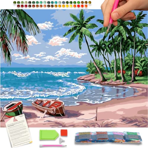 Home Melody Diamond Painting Erwachsene und Kinder - 30x40 cm, Strand und Meer, 5D Diamond Painting Set Landschaft, Diamant Painting Runde Diamanten, DIY Set Deko Dekoration Geschenk von Home Melody