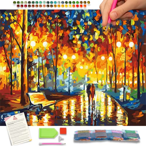 Home Melody Diamond Painting Erwachsene und Kinder - 30x40 cm, Waldspaziergang, 5D Diamond Painting Set Landschaft, Diamant Painting Runde Diamanten, DIY Set Deko Dekoration Geschenk von Home Melody