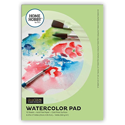 Home & Hobby 14006 HomeHobby by 3L, Watercolor Pad, A4 (10 Sheets), Papier, White, 8.27" x 11.69" von Home & Hobby