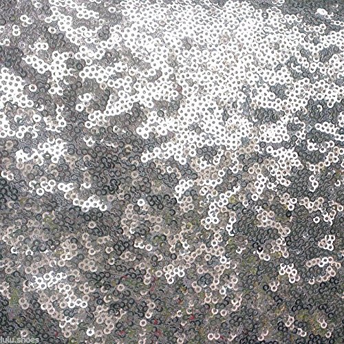 3 mm Mini Pailletten Stoff Material, in 1 Richtung dehnbar / 130 cm breit / 14 Farben (Meterware) silber von LushFabric