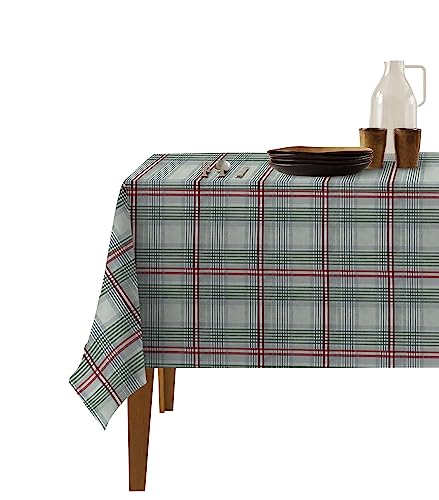 HomeLife - Tischdecke 140 x 180 cm, gefärbtes Baumwollgarn, hergestellt in Italien, rechteckiger Tisch, ideal auch als Outdoor-Tischdecke für 8 Personen, kariert [180 x 140 cm, Grau/Rot] von HomeLife
