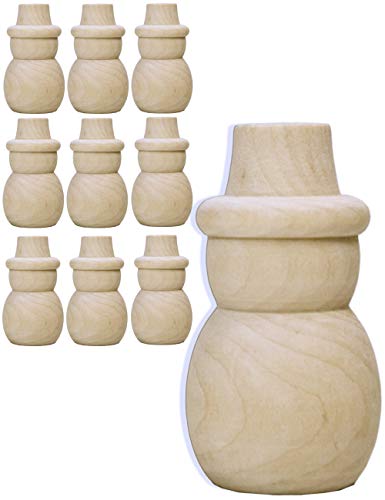 HOMETOOLS.EU® - 10x Holz-Figuren Schnee-Männer, gedrechselte Echtholz Rohlinge zum Basteln, Bemalen, Bekleben, Weihnachts-Dekoration, Winter-Deko, Schnee-Mann, 5 x 2.6cm, 10er SET von HomeTools.eu