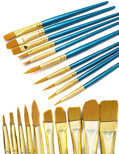 HOMETOOLS.EU® 20er Pinsel-Set, Aquarell-Pinsel, Mal-Pinsel mit Holz-Griff, blau von HomeTools.eu