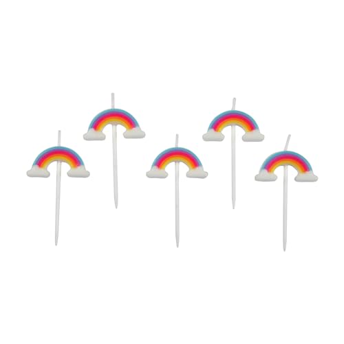 Homéa, Set mit 5 Regenbogenkerzen 3D + Kunststoffspieß, Höhe 6 cm, Rainbow von Homéa