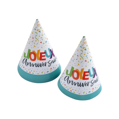 Homéa, Set mit 6 Geburtstagshüten aus Karton, Höhe 16 cm, Happy Konfetti von Homéa