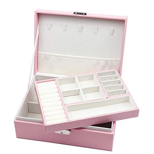 Homeanda schmuckkästchen damen schmuckschatulle schmuckkästchen mit schlüssel schmuckbox leder schmuckschatulle groß schmuckkästchen schmuckschatullen (Rosa) von Homeanda