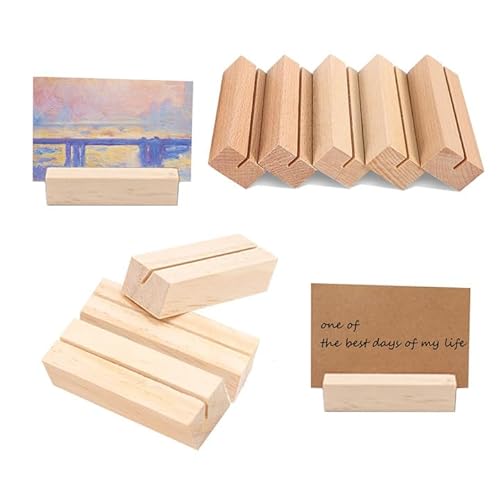 Homefantasy 10 Stück Kartenhalter Holz,Holz Kartenhalter,Postkartenhalter,Tischkartenhalter Holz Namesschild Fotohalter,für Hochzeiten, Restaurants,Bankette und Partys Menükartenhalter von Homefantasy