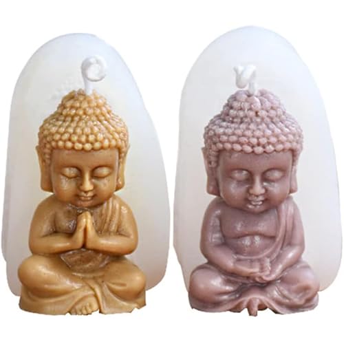 2 Stück Buddha Statue Silikonform, 3D Buddha Gießform, Buddha-Kerzenformen, Buddha Statue Kerze Silikonform,Silikonformen Kerzen Buddha, für Herstellung von Kerzen,Kunsthandwerk Ornamente von Homefantasy