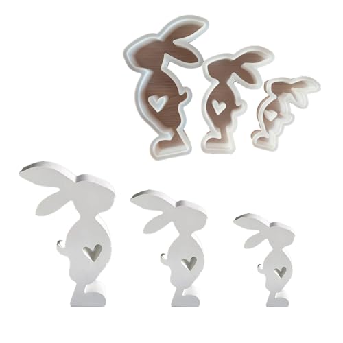 3 Stück Silikonform Ostern, 3D Kaninchen Gießform Ostern, Kaninchen Gießformen Silikon, Osterhasen-Formen Aus Silikon Zur Herstellung Von Duftkerzen, Gipsdekorationen Und Handgefertigten Seifen von Homefantasy