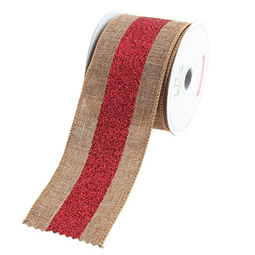 Glitzerband auf Leinwand, 6,8 cm, 10 m 2-1/2-Inch Toffee/Red von Homeford