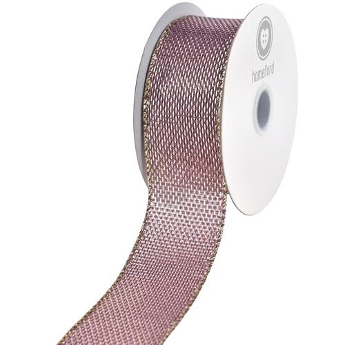 HOMEFORD Weihnachtsband, metallisch, glänzend, gewebt, 3,8 cm, 9,1 m, Mauve von Homeford