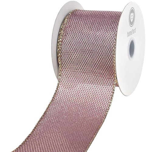 HOMEFORD Weihnachtsband, metallisch, glänzend, gewebt, 6,4 cm, 9,1 m, Mauve von Homeford