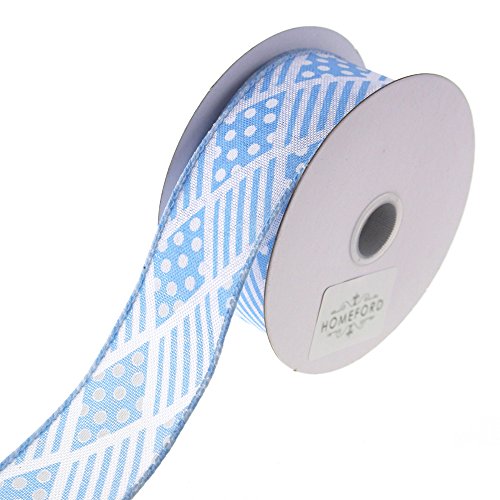 Harlequin Streifen Polka Dots Polyesterband mit Drahtrand, 10 Meter 1-1/2" blau von Homeford