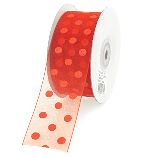 Organza-Band, gepunktet, 3,8 cm, 9,6 m 1-1/2" rot von Homeford