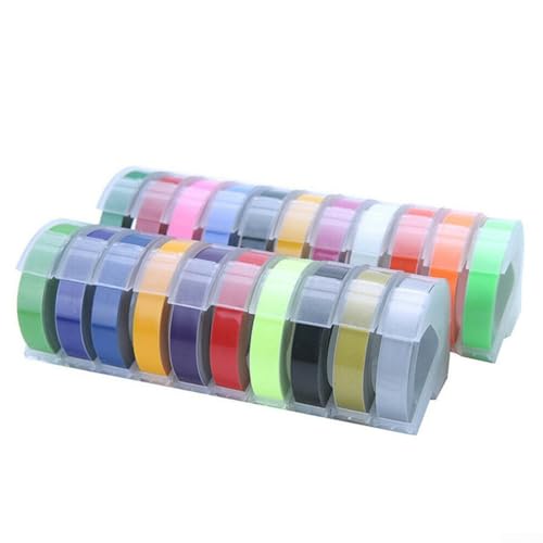 3D-geprägtes Etikettenband für manuellen Etikettenhersteller, 9 mm, 19 Farboptionen, kompatibel mit mehreren Etikettiermaschinen (Grasgrün) von Homefurnishmall
