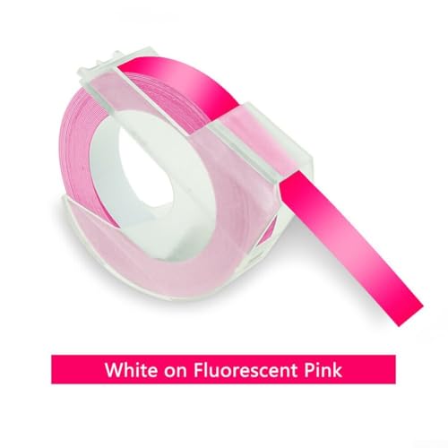 3D-geprägtes Etikettenband für manuellen Etikettenhersteller, 9 mm, 19 Farboptionen, kompatibel mit mehreren Etikettiermaschinen (fluoreszierendes Rosa) von Homefurnishmall
