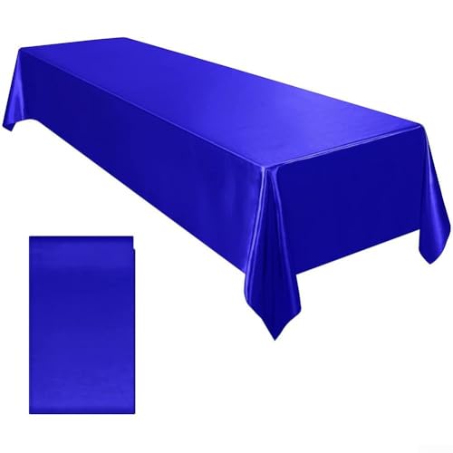 Homefurnishmall Satin-Tischdecke, rechteckig, Polyester, wasserdicht, für Bankett, Dekoration, Hochzeit, Esstisch, 145 x 260 cm, Blau von Homefurnishmall