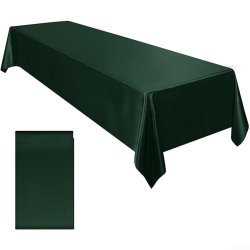 Homefurnishmall Satin-Tischdecke, rechteckig, Polyester, wasserdicht, für Bankett, Dekoration, Hochzeit, Esstisch, 145 x 260 cm, Grün von Homefurnishmall