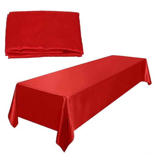 Homefurnishmall Satin-Tischdecke, rechteckig, Polyester, wasserdicht, für Bankett, Dekoration, Hochzeit, Esstisch, 145 x 260 cm, Rot von Homefurnishmall