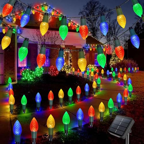 Homeleo 20 LED Solar weihnachtsbeleuchtung außen, 2-IN-1 C9 Solarlampen Pathway lichterkette außen für weihnachtsdeko, Wetterfest Christmas Lights für Rasen Zaun Veranda Garten Balkon Fenster Deko von Homeleo